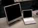 a flatscreen with an iBook